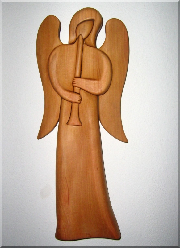 Sošky, Anjel s trubkou II. , 24 cm | drevený anjel strážny