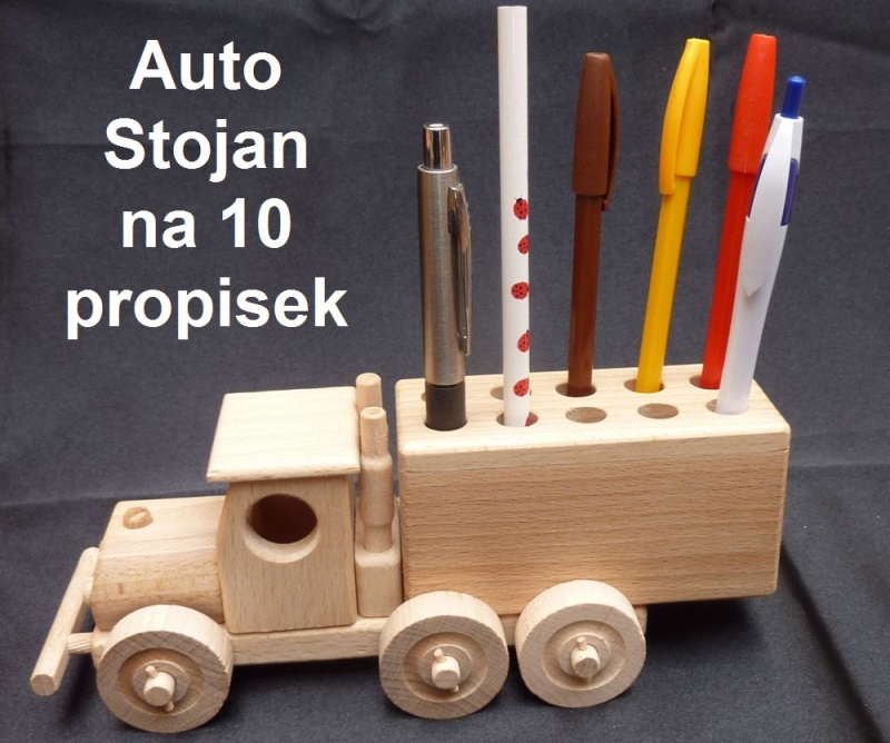 Auto stojan-držiak na ceruzku, drevené reklamné predmety