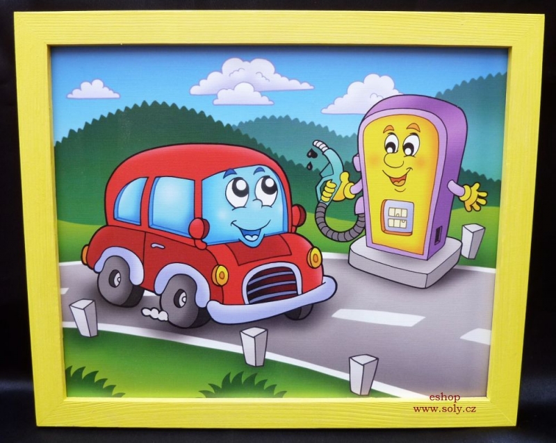 Autíčko benzinka, čerpacia stanice | detské maľované obrázky na stenu