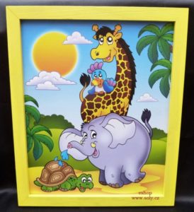 Zvieratká z Afriky | detské obrázky na stenu | žirafa, slon, papagáj, korytnačka