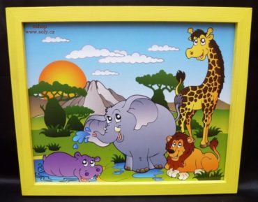 Africké zvieratká | detské maľované obrázky na stenu | žirafa, slon, lev, hroch