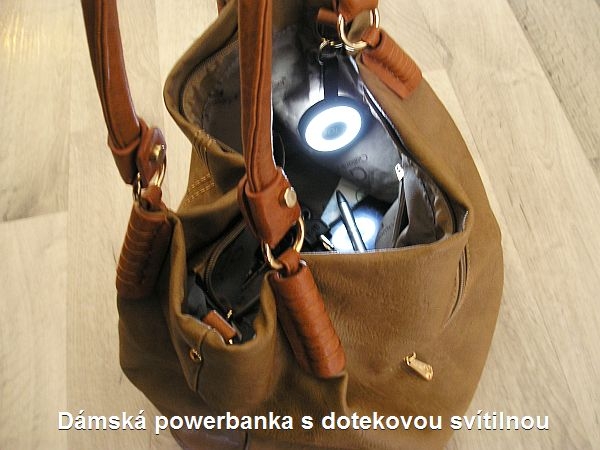 Dámska lampička svietidlo, baterka do tašky s 500 mAh PowerBank