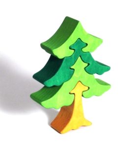 Stromček smrek drevené detské skladacie puzzle | drevené hračky