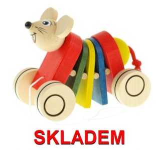 Ťahacia hračka drevená myš, drevená hračka
