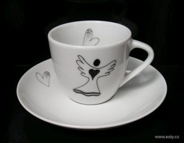 Porcelánová šálka s tanierikom 0,1l s anjel motív