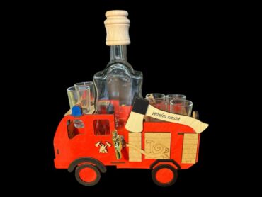 Darčeková sklenená fľaša na alkohol hasič, požiarnik