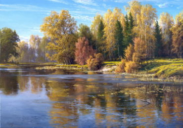 priroda rieka krajina Ručne maľované obrazy prírody