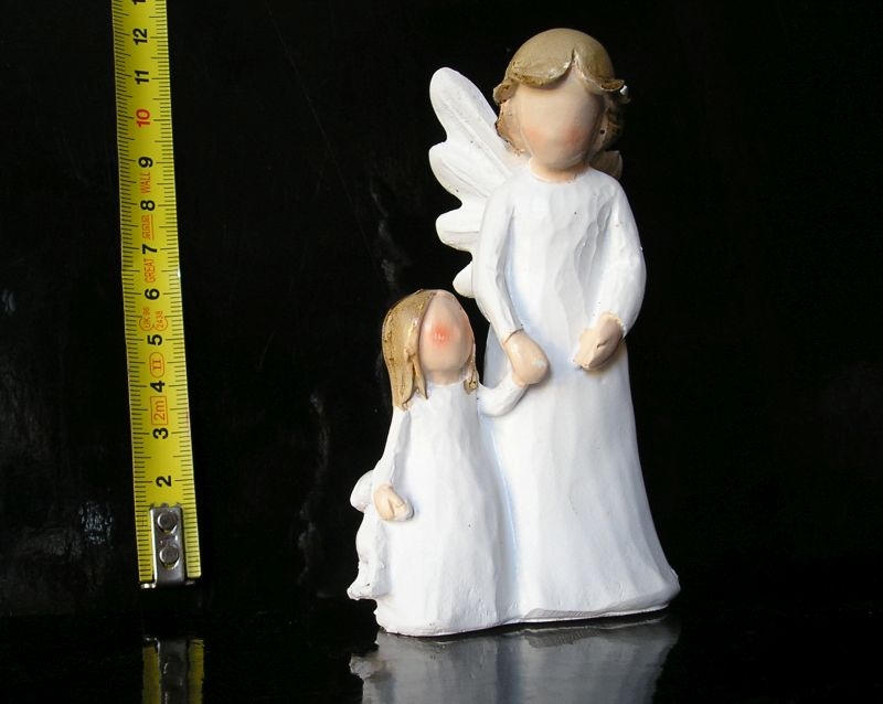 Biely anjel, mamička a dcéra, soška dekorácie