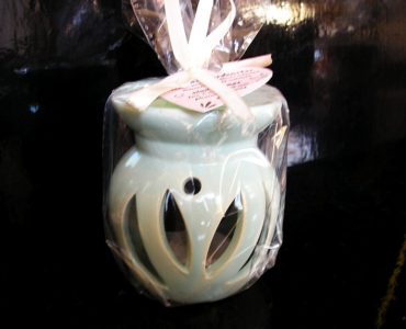 Zelená aromalampa keramická so sviečkou a voskom