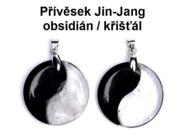 Prívesok Jin Jang obsidián a kryštáľ