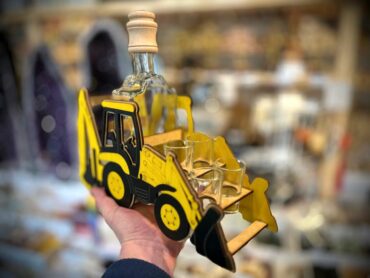 Fľaša traktor nakladač bager darček k narodeninám